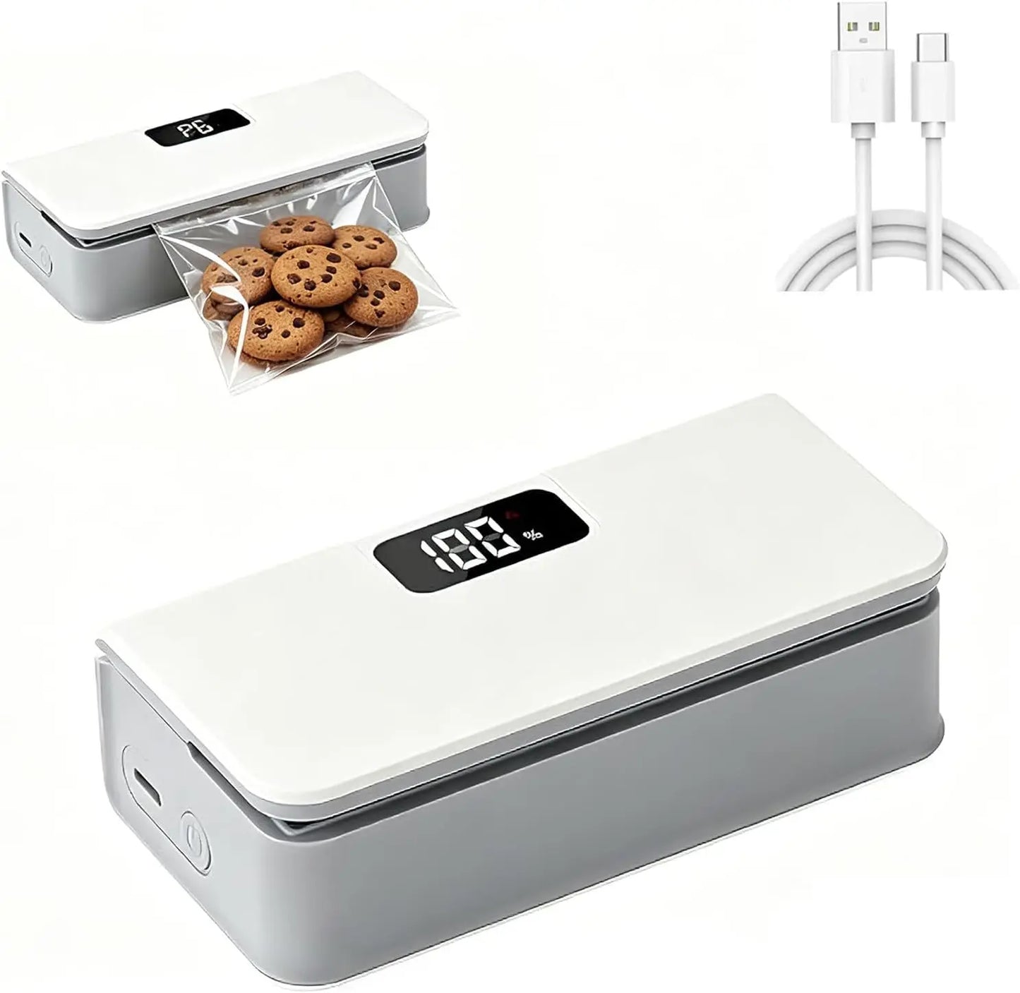 Mini Bag Sealer and Cutter – USB Rechargeable Portable Heat Sealer for Chips, Snack Bags, Coffee & Pet Food Packaging. Handheld Food Storage Sealing Machine, Compact Kitchen Gadget to Keep Food Fresh at Home, Office & Travel