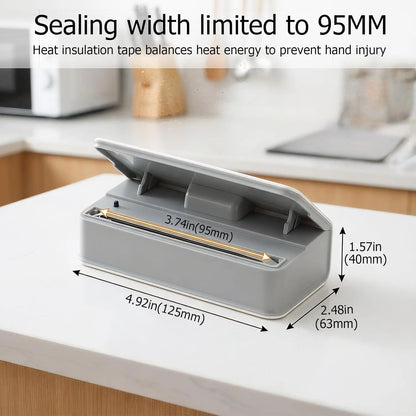 Mini Bag Sealer and Cutter – USB Rechargeable Portable Heat Sealer for Chips, Snack Bags, Coffee & Pet Food Packaging. Handheld Food Storage Sealing Machine, Compact Kitchen Gadget to Keep Food Fresh at Home, Office & Travel